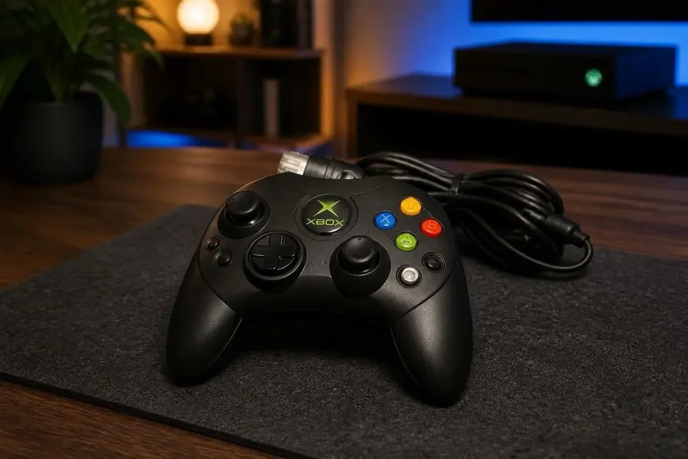 Original Xbox OEM S Type Black Controller With Breakaway Cable